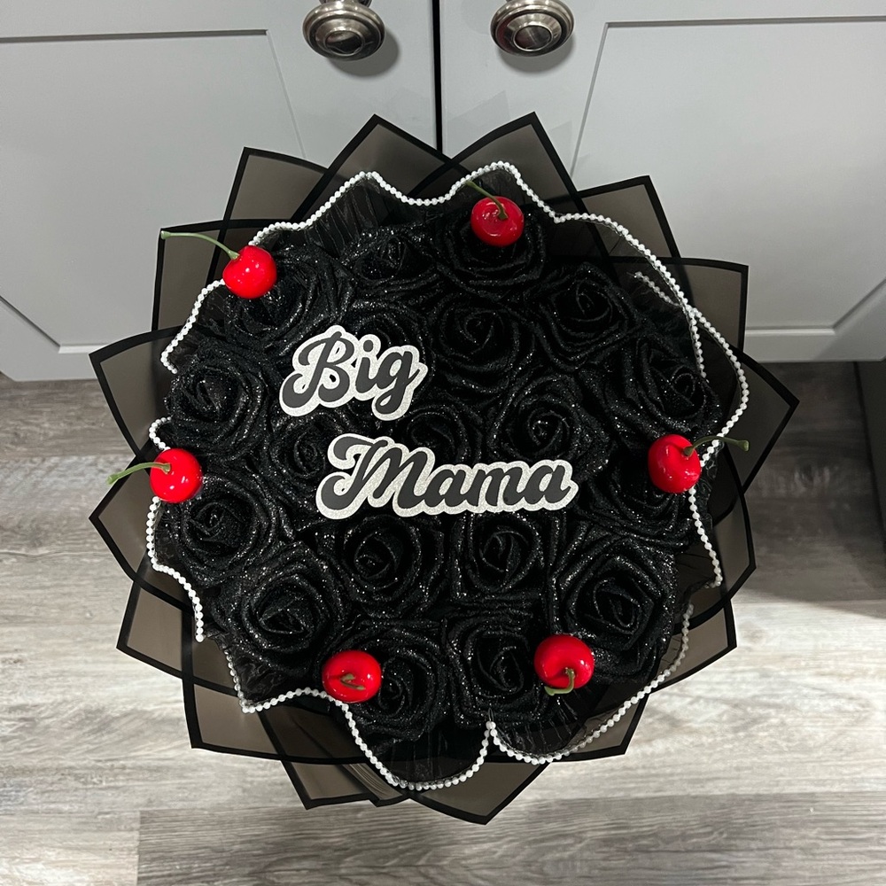 Eternal Black Rose Bouquet with Red Accents
